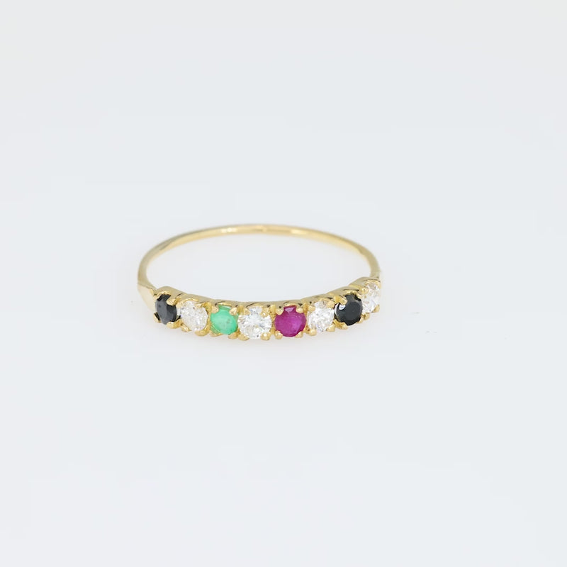 Vintage gemstone 18k yellow gold band