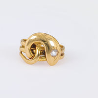 Victorian French Diamond 18K Yellow Gold Snake Ring