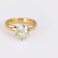 Vintage GIA 2.59 Carat Old European Diamond 18K Yellow Gold and Platinum Ring