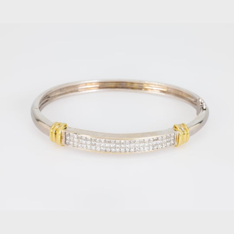 Vintage 2.10 carat total weight diamond 18k gold bangle