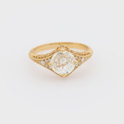 Art Deco inspired GIA 1 carat diamond 18k yellow gold filigree engagement ring