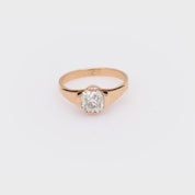 Victorian GIA 1.61 carat old mine cut diamond 14k yellow gold engagement ring