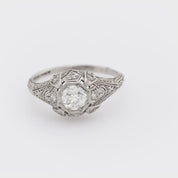 Art Deco diamond platinum bezel engagement ring