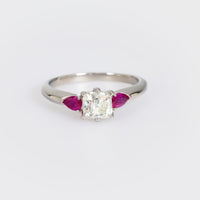 Vintage platinum diamond ruby ring