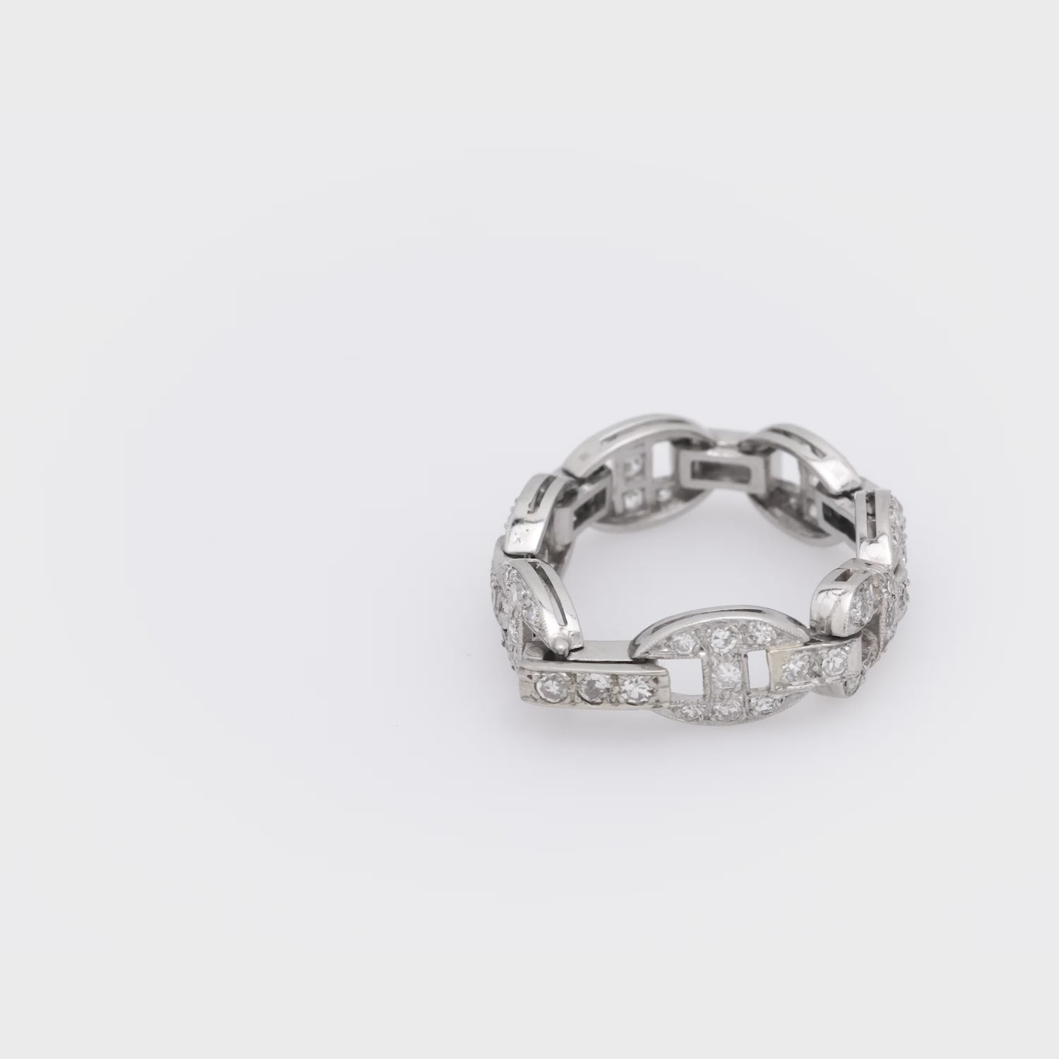 Art Deco diamond platinum chain link ring