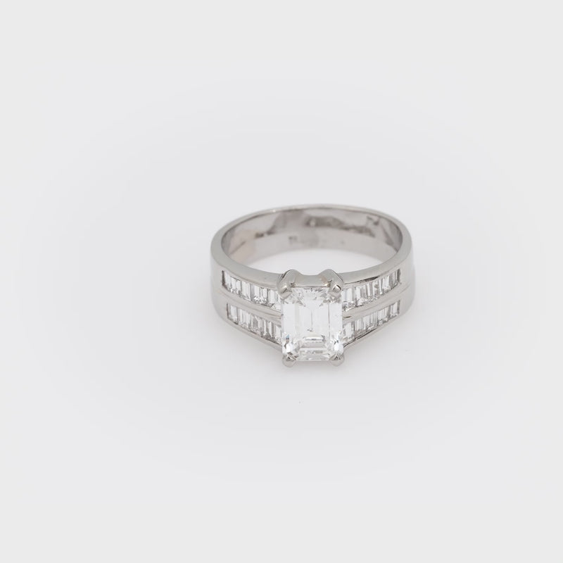 GIA 1.27 carat emerald cut diamond platinum engagement ring