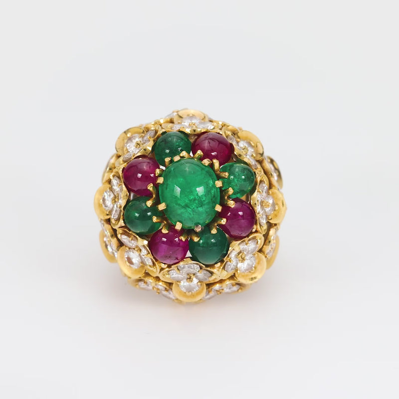 M. Gerard French 13.50 carat total weight gemstone 18k gold cocktail ring