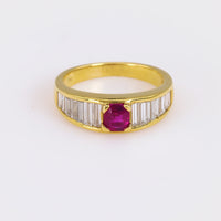 French Ruby Diamond Yellow Gold Ring