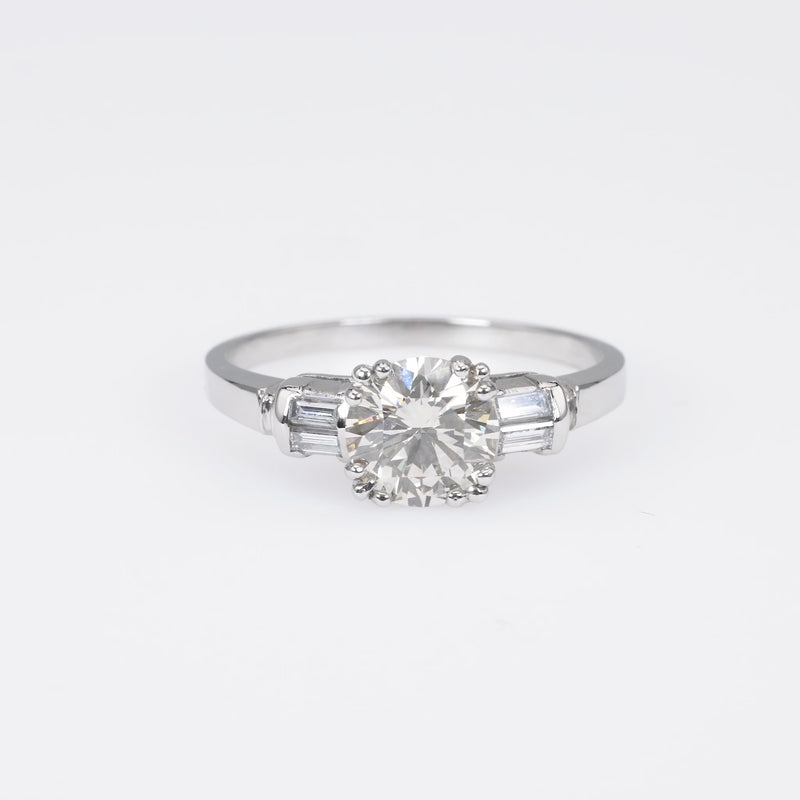 Art Deco GIA 1.21 Carat Round Diamond Platinum Engagement Ring