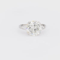 GIA 3.46 Carat Old European Cut Diamond Platinum Engagement Ring