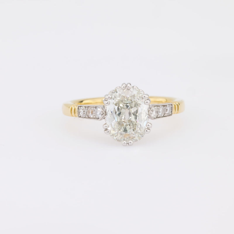 GIA 1.52 Carat Old Mine Diamond 18K Yellow Gold Engagement Ring