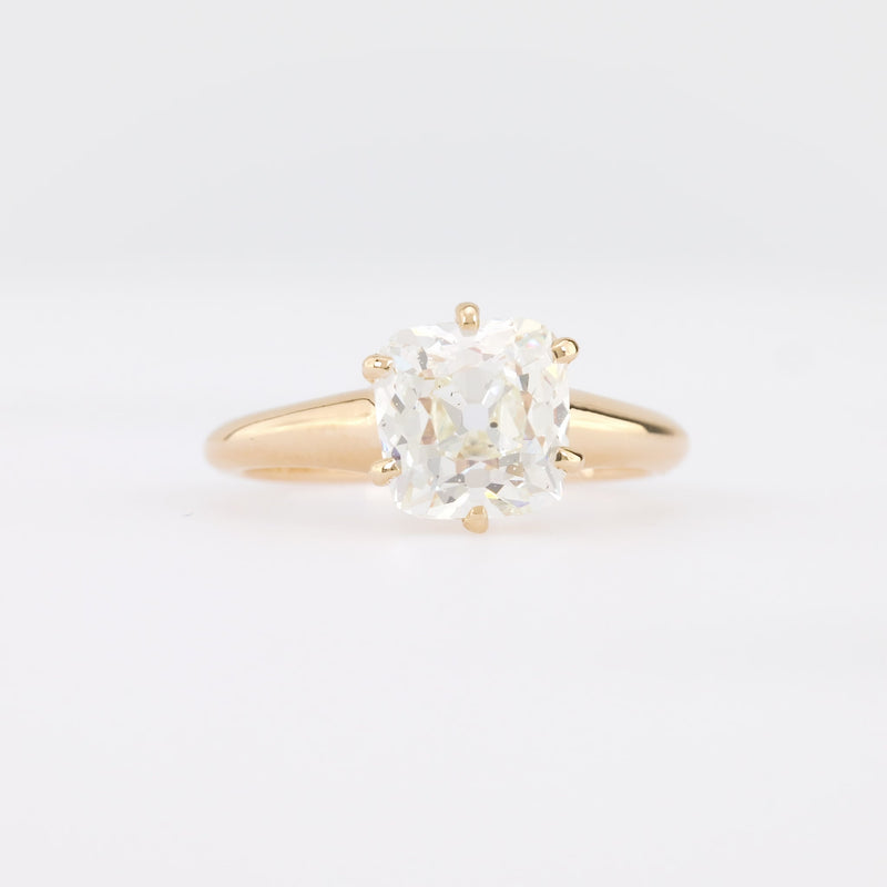 GIA 2.01 Carat Old Mine Cut Diamond 14K Yellow Gold Engagement Ring