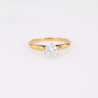 Vintage French Diamond 18K Yellow Gold Solitaire Engagement Ring