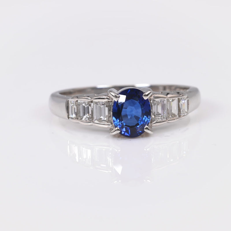 Modern Sapphire Diamond Platinum Ring