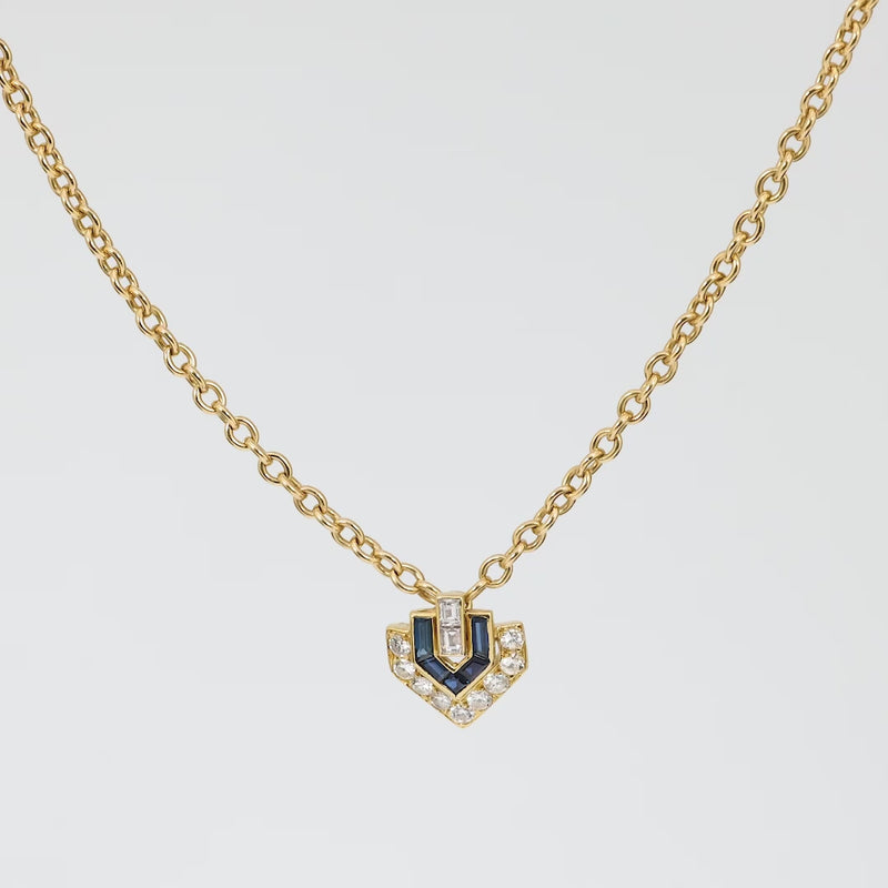 Cartier Paris diamond sapphire 18k yellow gold necklace