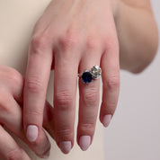Belle Époque GIA 2.87 carat diamond GIA 3.93 carat sapphire Toi et Moi ring
