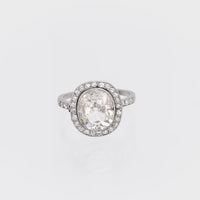 French Belle Epoque 2.50 carat old mine cut diamond platinum engagement ring
