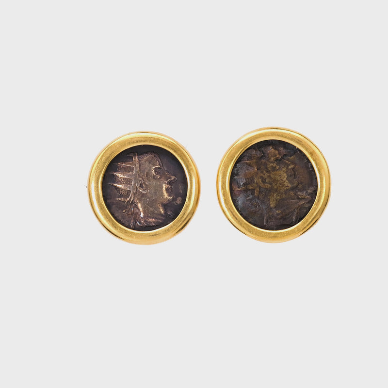 Ancient Roman Coin Gold Earrings