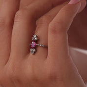 Victorian ruby diamond 18k yellow gold silver ring