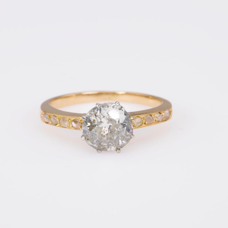 Edwardian Inspired 1.24 Carat Diamond 18K Yellow and White Gold Engagement Ring