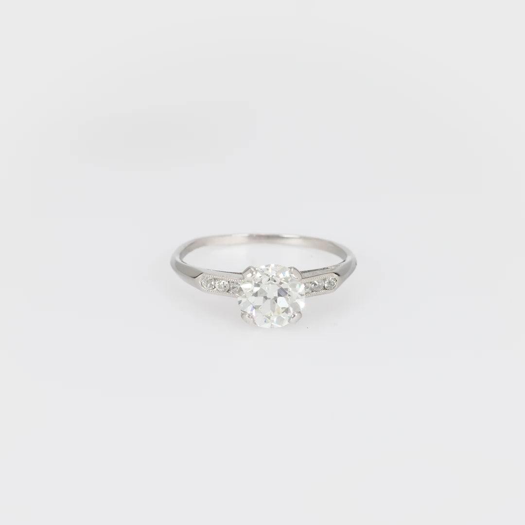 GIA 1.06 carat old European cut diamond platinum engagement ring