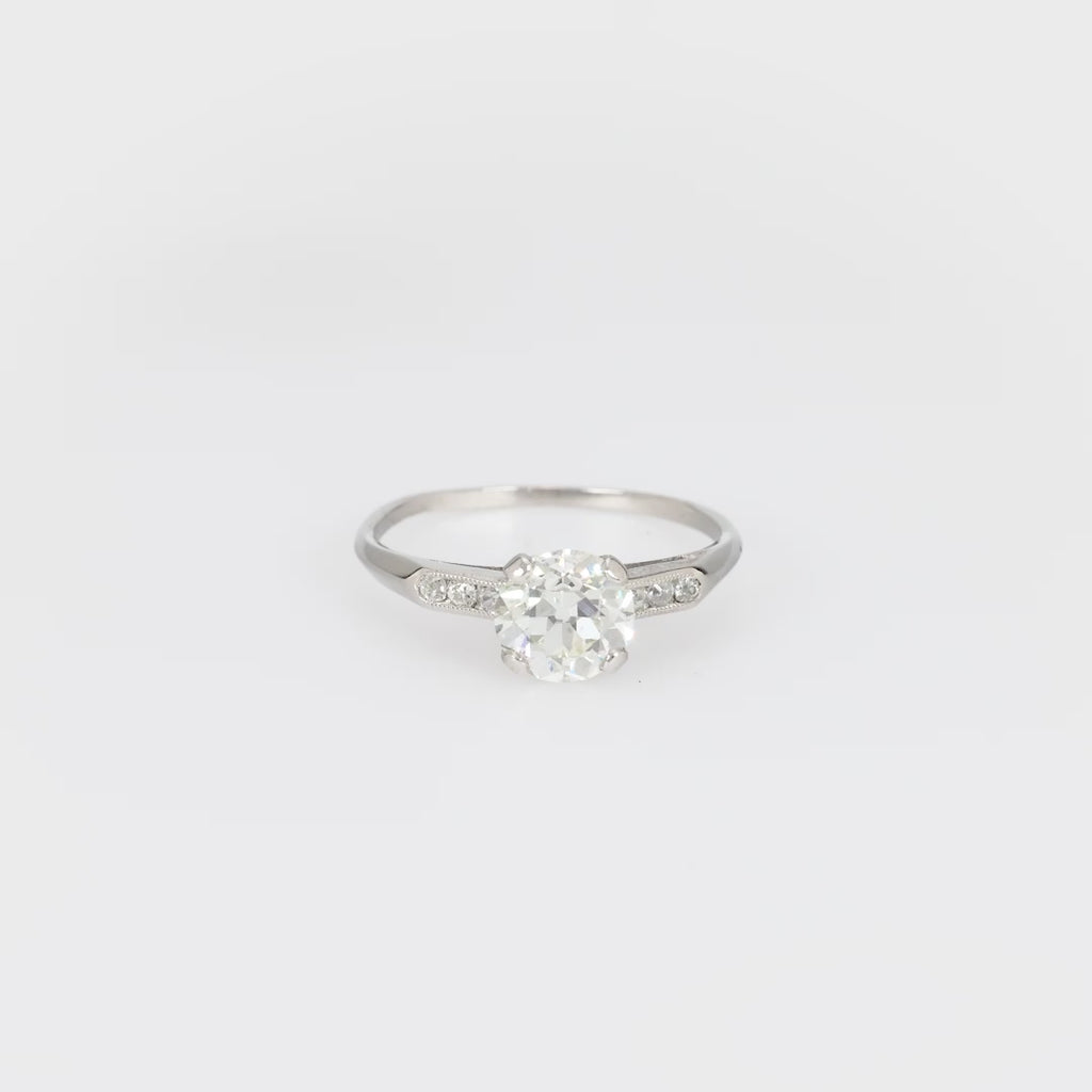 GIA 1.06 carat old European cut diamond platinum engagement ring