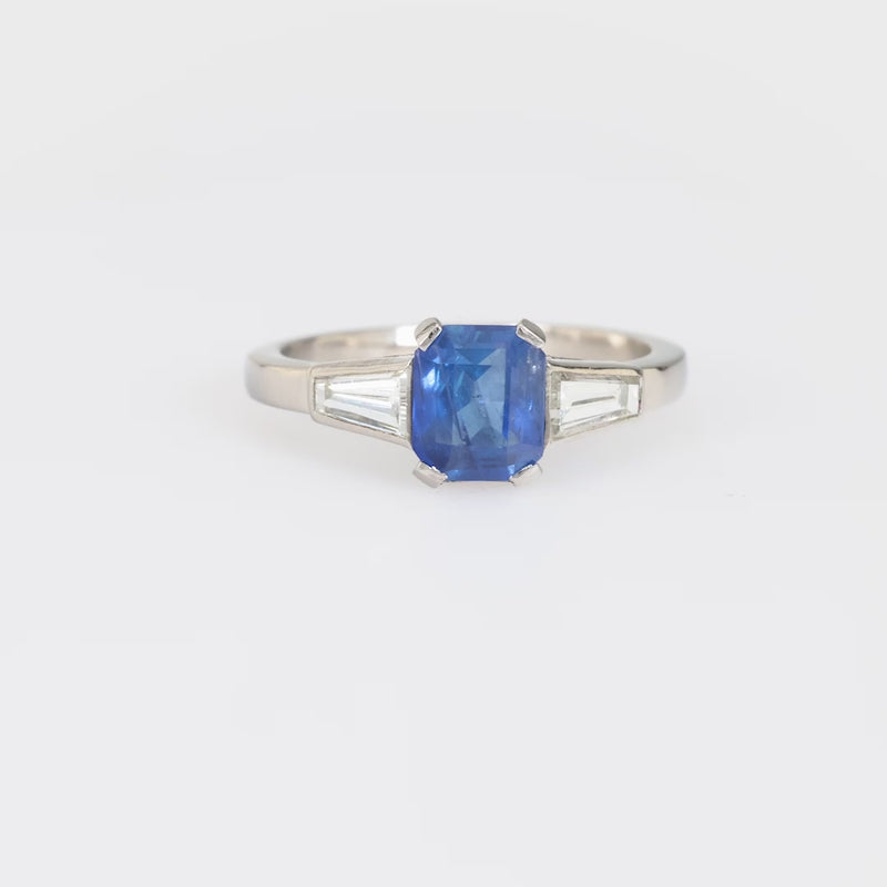 Vintage sapphire diamond platinum ring