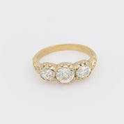 French 2.05 carat old European cut diamond 18k yellow gold 3 stone ring