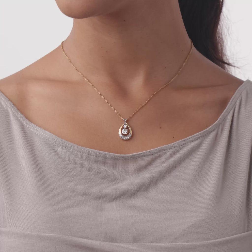 Retro diamond 14k two tone gold necklace