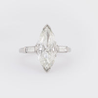 Art Deco GIA 3.01 carat marquise cut diamond platinum engagement ring