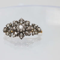 Antique diamond 18k yellow gold and silver brooch