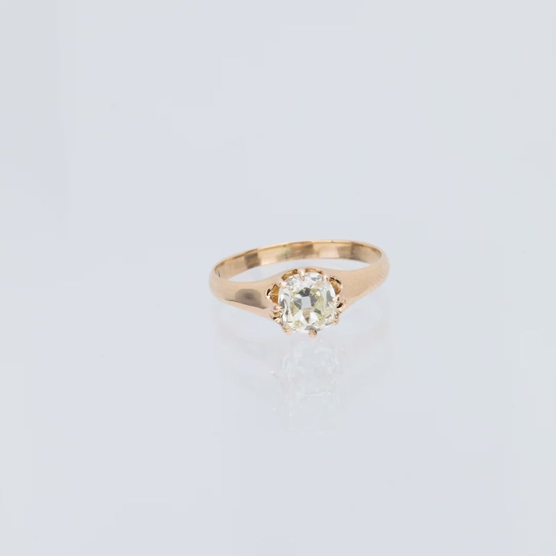 Victorian GIA 1 carat diamond 14k rose gold engagement ring
