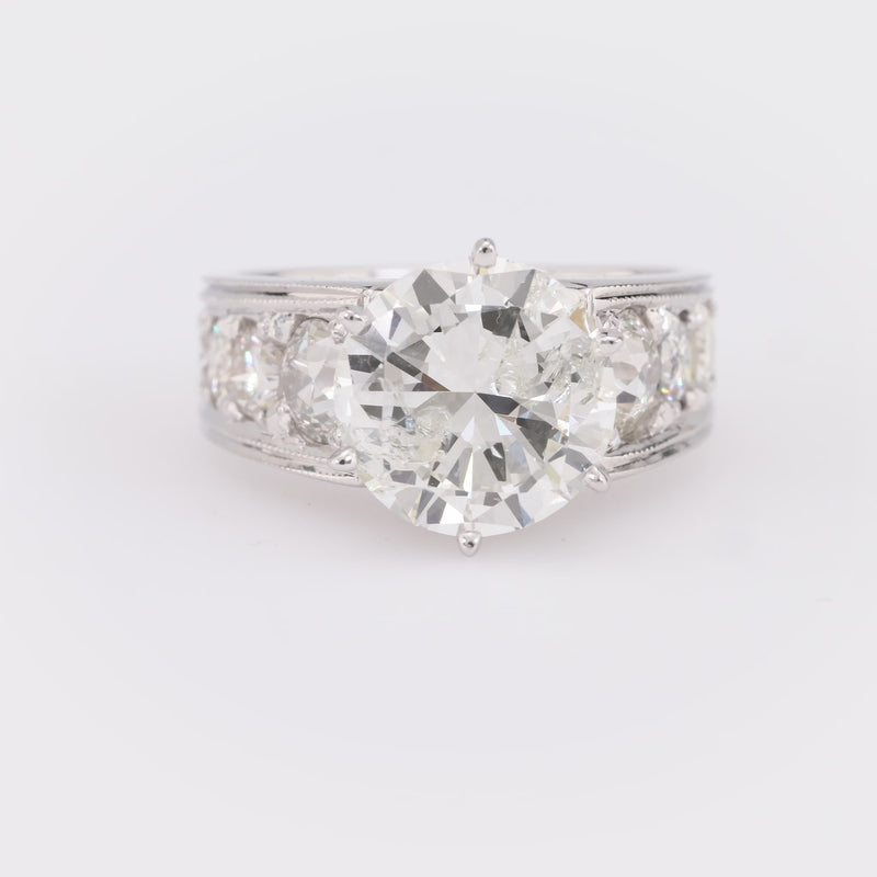 GIA 3.59 carat round brilliant cut diamond platinum engagement ring