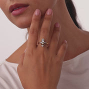 Edwardian diamond pearl 18k yellow gold ring