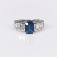 Modern 1.5 Carats Sapphire Diamond Platinum Ring