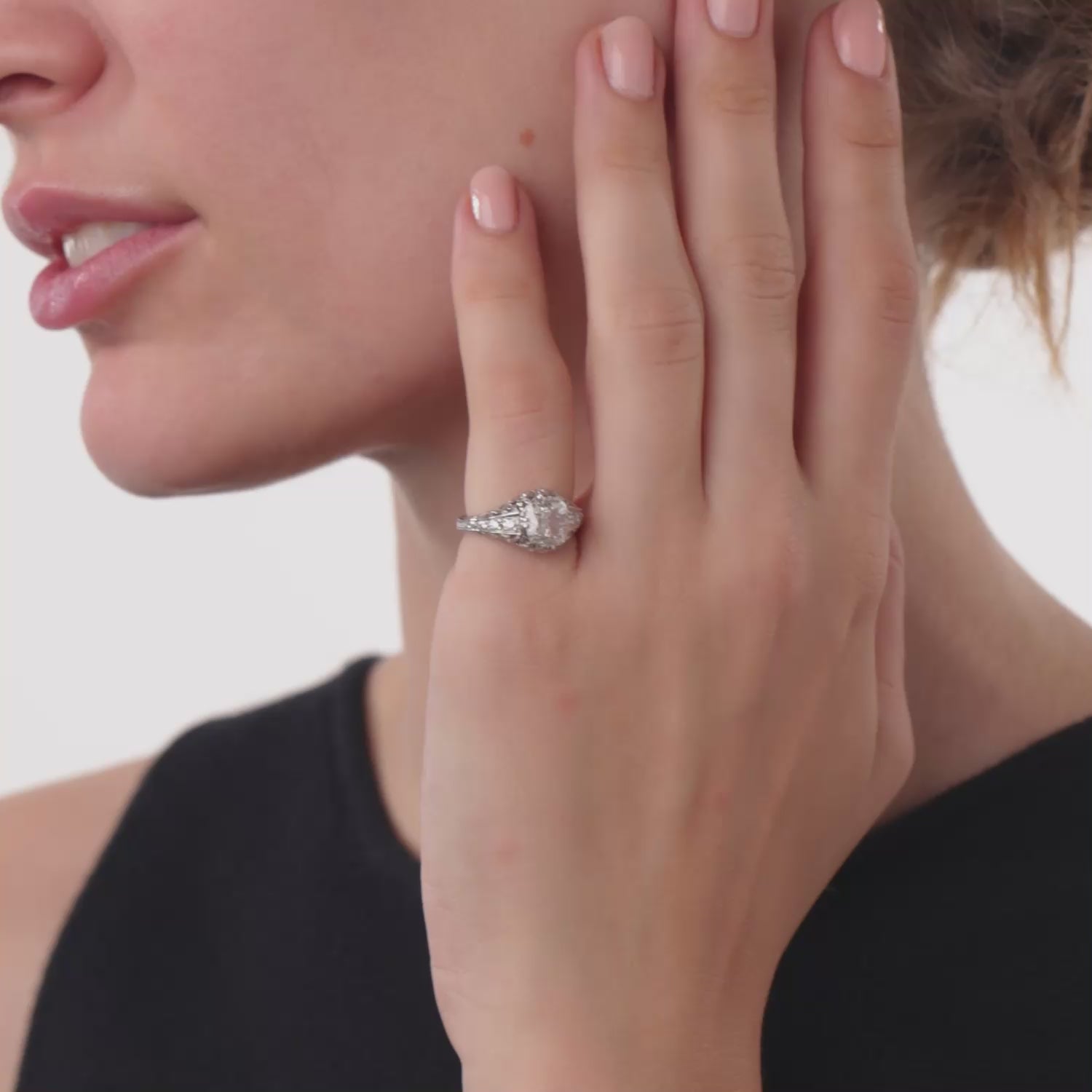 Art Deco GIA 1.21 carat diamond platinum engagement ring