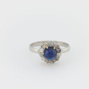 Edwardian 1.30 carat sapphire diamond platinum cluster ring