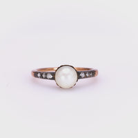 Antique Pearl Diamond Gold Engagement Ring