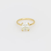 Vintage GIA 3.01 carat cushion cut diamond 18k yellow gold engagement ring