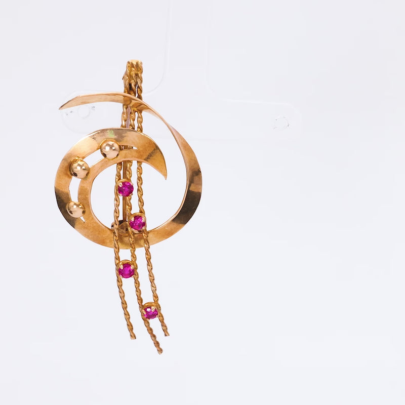 Reto Ruby Two Tone Gold Brooch