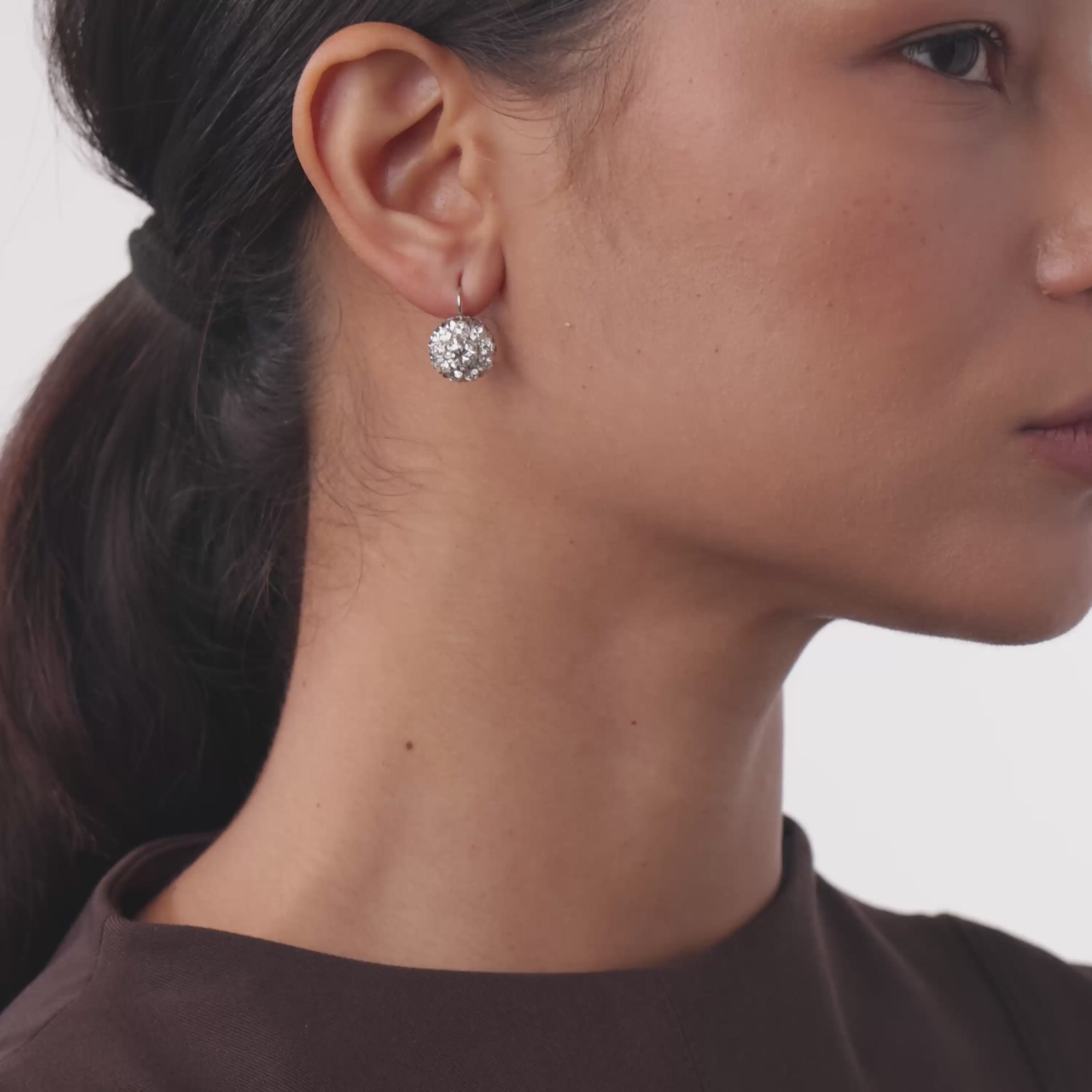 Edwardian style 2.70 carat diamond platinum cluster earrings