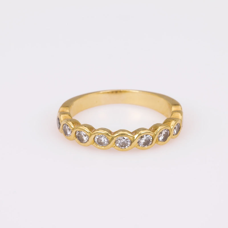 Vintage Diamond 18K Yellow Gold Half Eternity Band