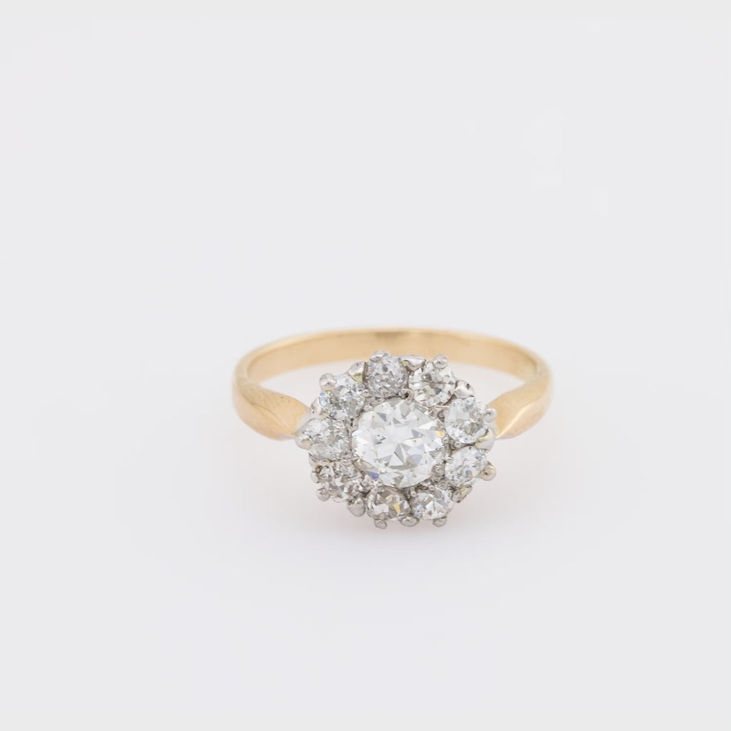 Victorian diamond 14k yellow and white gold cluster ring
