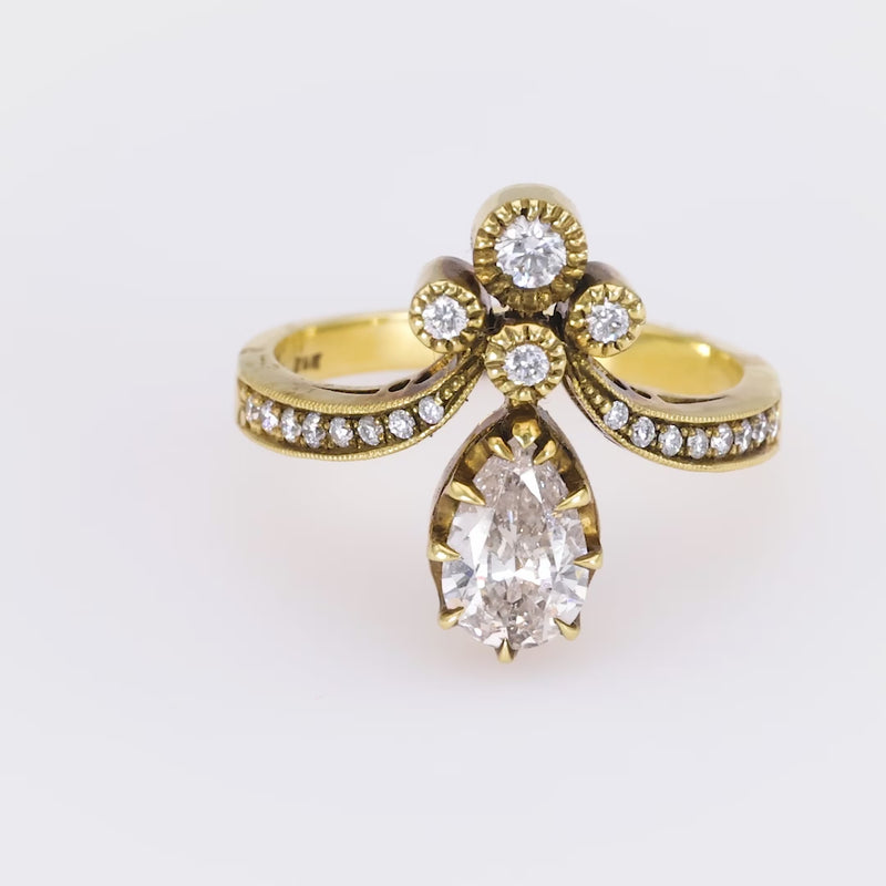 Tiara Ring with Pear Shaped Diamond