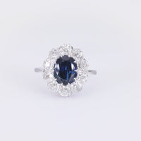 Edwardian GIA 1.67 carat Burma no heat sapphire diamond platinum cluster ring