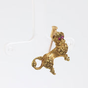 Vintage ruby 18k yellow gold poodle brooch