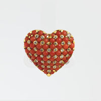 Tiffany & Co. French diamond coral 18k yellow gold heart brooch