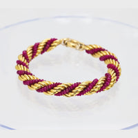 Vintage beaded ruby 18k yellow gold rope bracelet