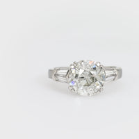 GIA 3.61 carat old European cut diamond platinum engagement ring