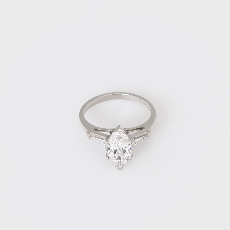 GIA 1.50 carat marquise cut diamond platinum engagement ring